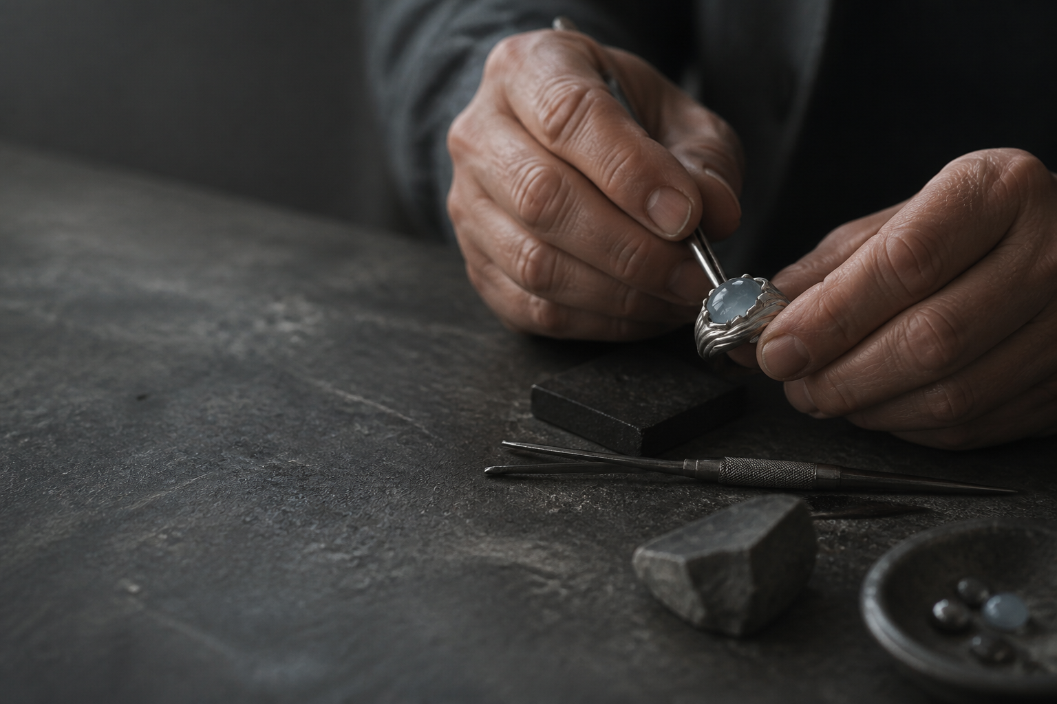 Artisan setting a crystal