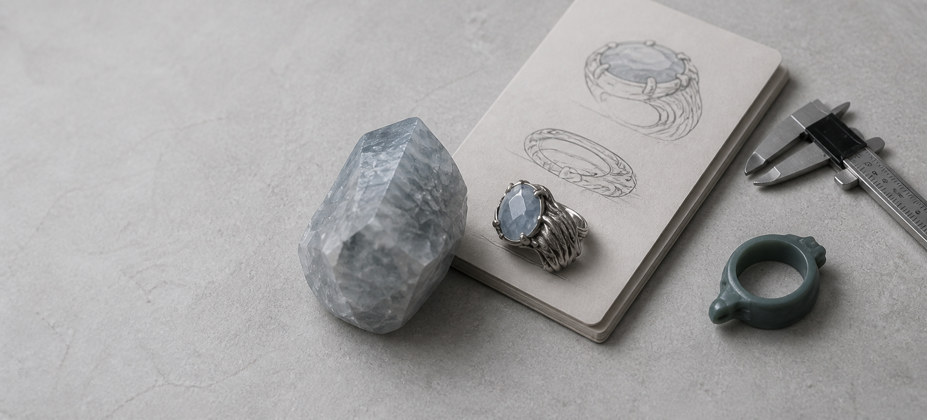 Crystal and one-of-one ring design